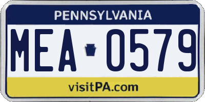 PA license plate MEA0579