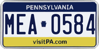 PA license plate MEA0584