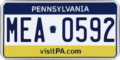 PA license plate MEA0592