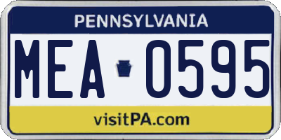 PA license plate MEA0595
