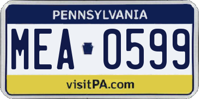 PA license plate MEA0599