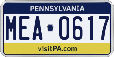 PA license plate MEA0617
