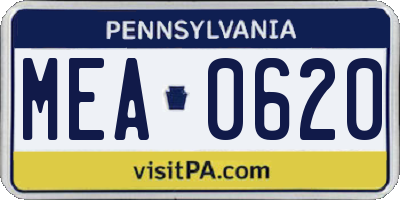 PA license plate MEA0620