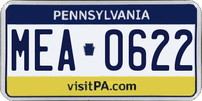 PA license plate MEA0622