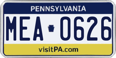PA license plate MEA0626