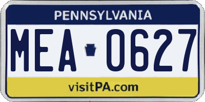 PA license plate MEA0627