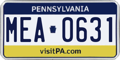 PA license plate MEA0631