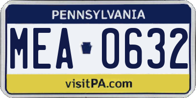 PA license plate MEA0632