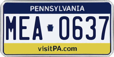 PA license plate MEA0637