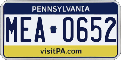 PA license plate MEA0652