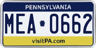 PA license plate MEA0662