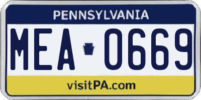 PA license plate MEA0669