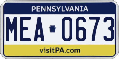 PA license plate MEA0673