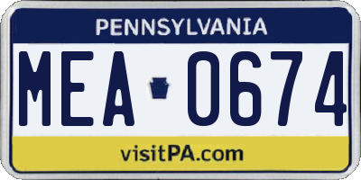 PA license plate MEA0674