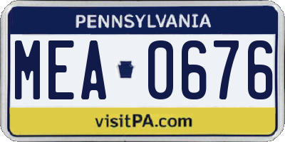 PA license plate MEA0676
