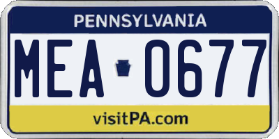 PA license plate MEA0677