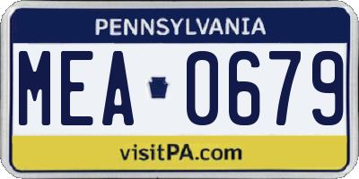 PA license plate MEA0679