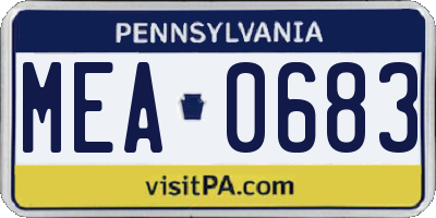 PA license plate MEA0683