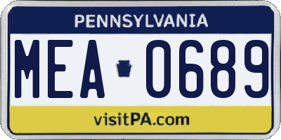 PA license plate MEA0689
