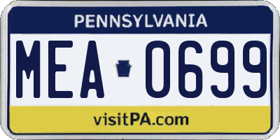 PA license plate MEA0699