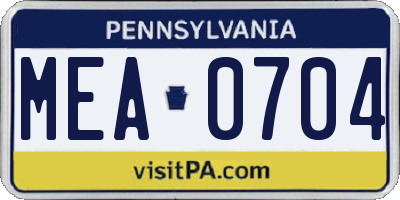 PA license plate MEA0704