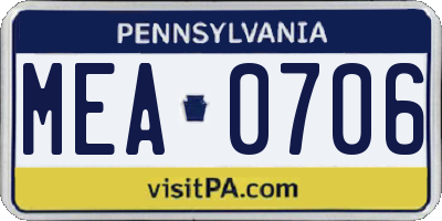 PA license plate MEA0706