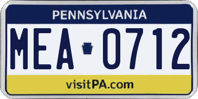 PA license plate MEA0712