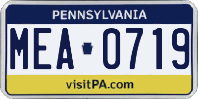 PA license plate MEA0719