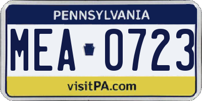 PA license plate MEA0723