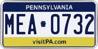PA license plate MEA0732