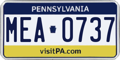 PA license plate MEA0737