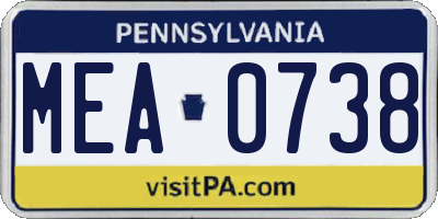PA license plate MEA0738