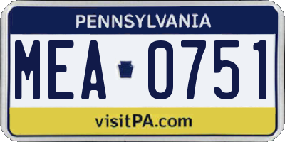 PA license plate MEA0751