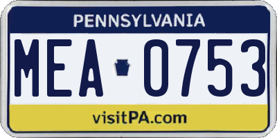 PA license plate MEA0753
