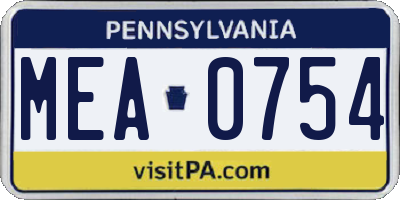 PA license plate MEA0754