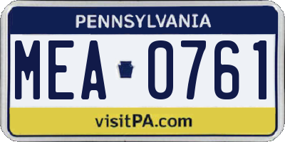 PA license plate MEA0761