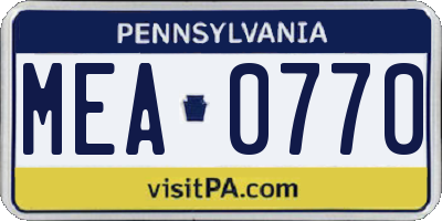PA license plate MEA0770