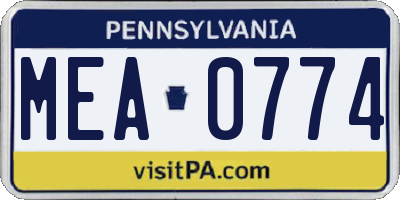 PA license plate MEA0774