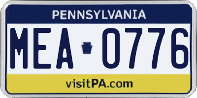 PA license plate MEA0776
