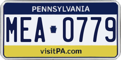PA license plate MEA0779
