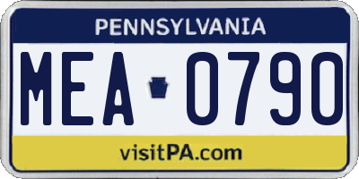 PA license plate MEA0790