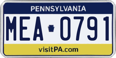 PA license plate MEA0791