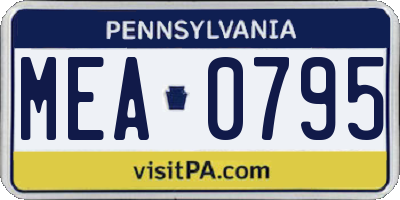 PA license plate MEA0795
