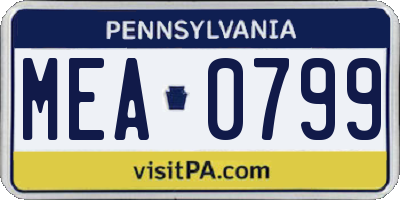 PA license plate MEA0799