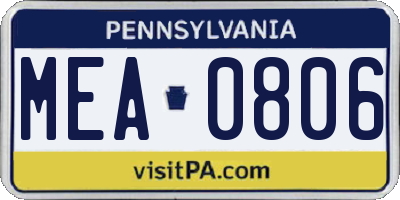 PA license plate MEA0806