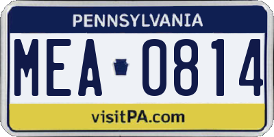 PA license plate MEA0814