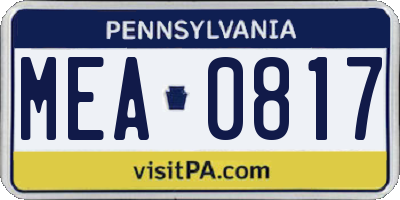 PA license plate MEA0817