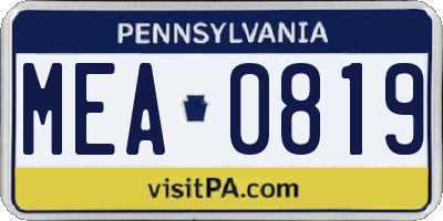 PA license plate MEA0819