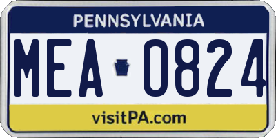 PA license plate MEA0824