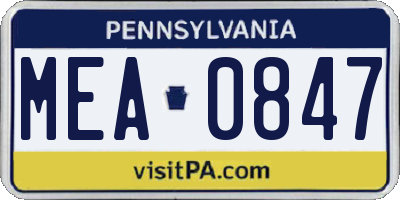 PA license plate MEA0847